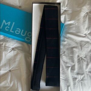 J. McLaughlin Navy and Red Knit Striped Tie
